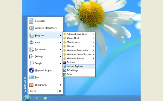 Open-Shell displaying a classic two-column Start menu.