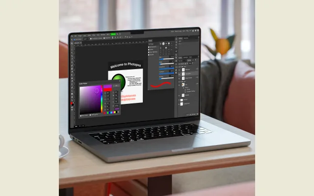Photopea showing a layered image in its browser-based editor.