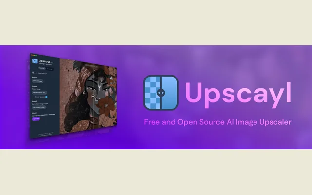 Upscayl showing its image selection and enlargement controls.