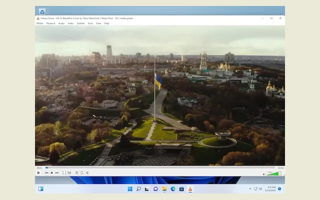 VLC media player showing a video and its playback controls.